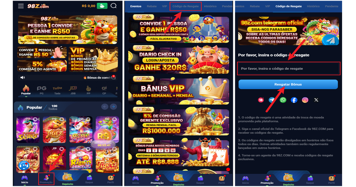 Interface do app VIP do E55com em um celular